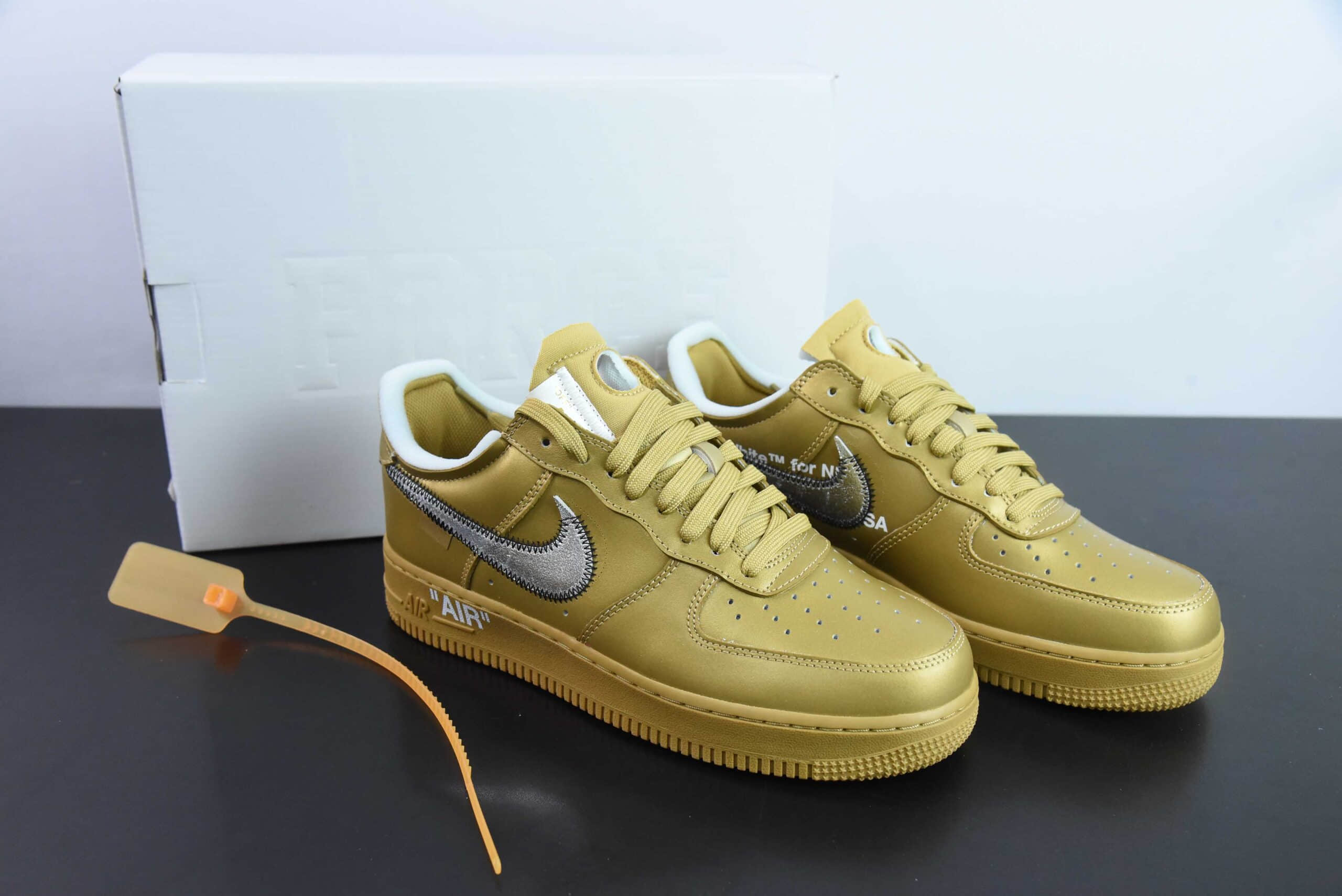 耐克Nike OFF WHITE ✘ Nike Air Force 1 Low 金色艺术馆空军低帮经典板鞋纯原版本 货号:AO4297-800