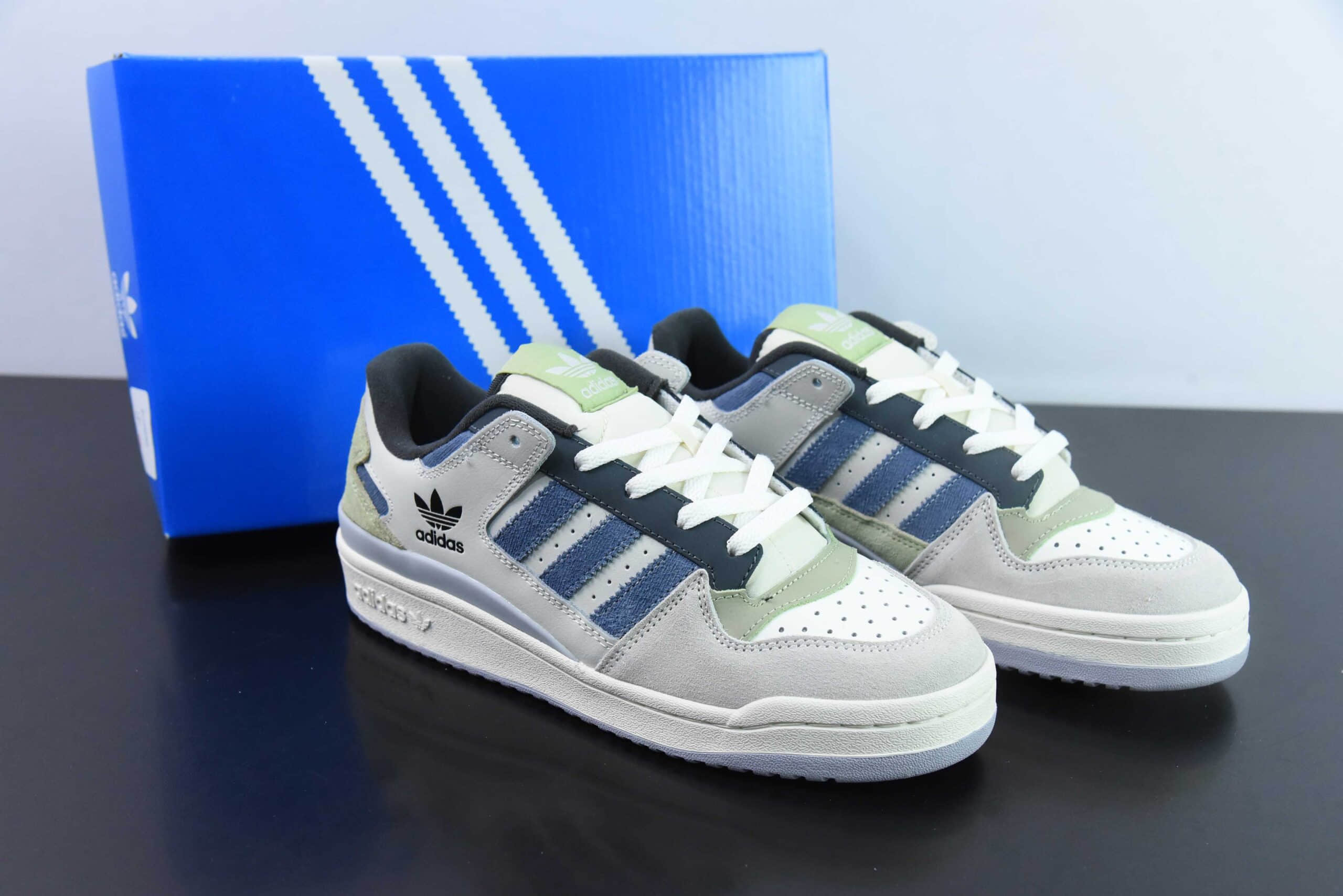 阿迪达斯Adidas Originals Forum Low白绿灰蓝经典复古潮流休闲板鞋纯原版本 货号:ID6263