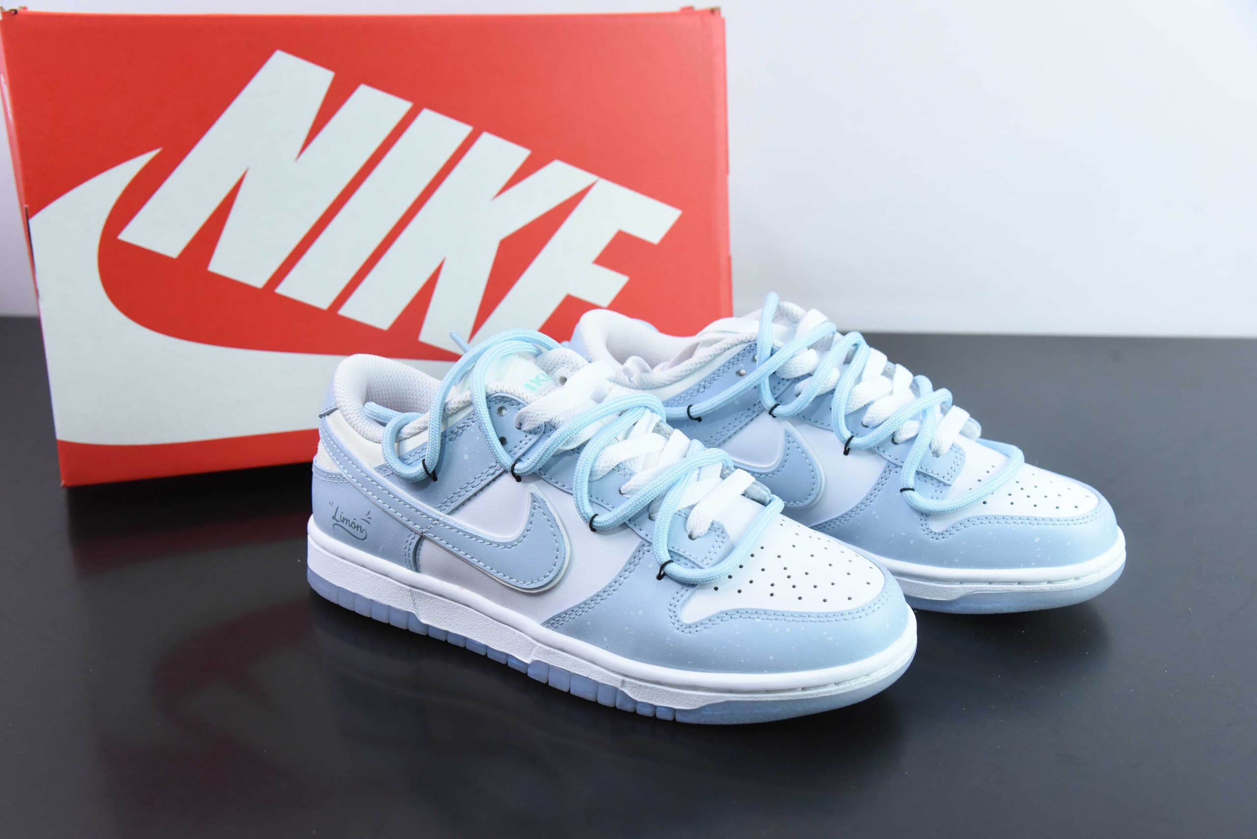 耐克Nike SB Dunk Low 海盐青柠简约天蓝解构抽绳鞋带SB低帮休闲滑板鞋纯原版本 货号: FJ7743-194