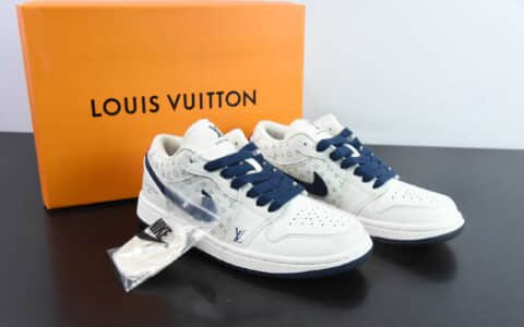 乔丹Louis Vuitton x Travis Scott x Nike Air Jordan 1 Low OG SPBlackBeige LV MonogramAJ1联名米白深灰LV印花经典低帮文化百搭休闲运动篮球鞋纯原版本 货号：WG8850-001