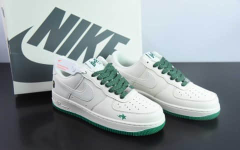 耐克Nike Air Force 1'07 Low BAPE联名米绿星星空军一号低帮休闲板鞋纯原版本 货号：FG6688-102