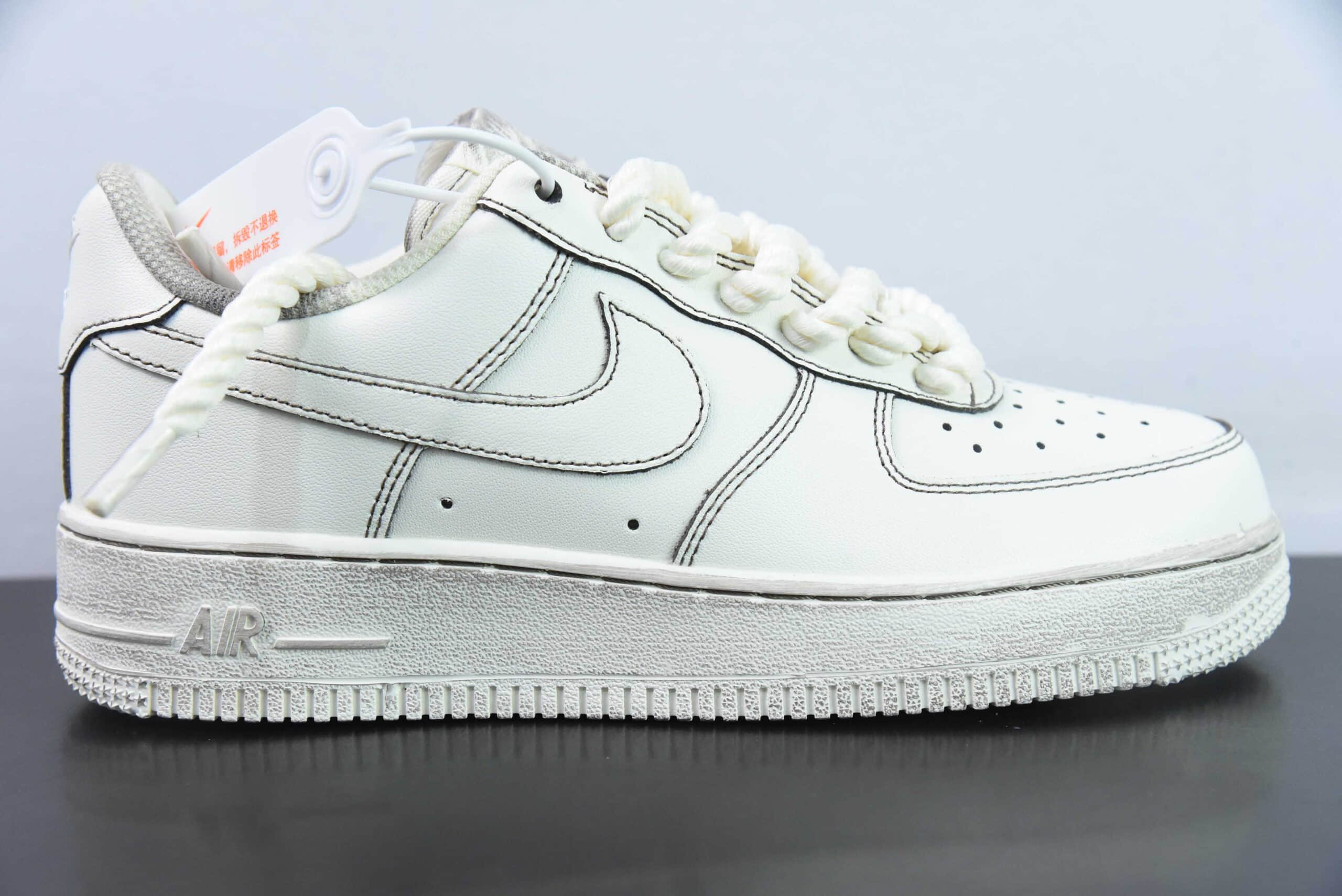 耐克Nike Air Force 1'07 Low 麻绳做旧米白空军一号低帮休闲板鞋纯原版本 货号:315122-333