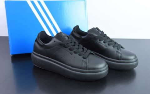 阿迪达斯Adidas Originals Stan Smith PE纯黑史密斯面包系列低帮轻量松糕经典百搭复古休闲运动厚底板鞋纯原版本 货号：IE0450