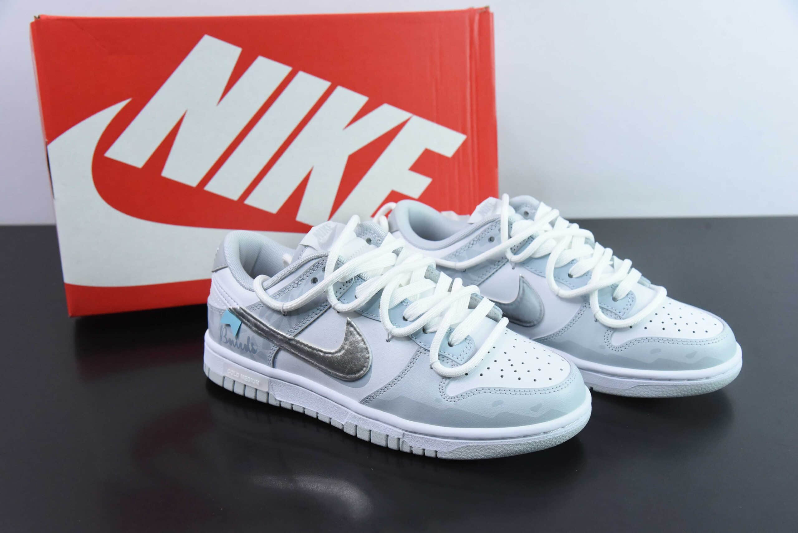 耐克Nike Dunk Low浅灰蓝绑带SB低帮休闲滑板鞋纯原版本 货号: HF0730-160