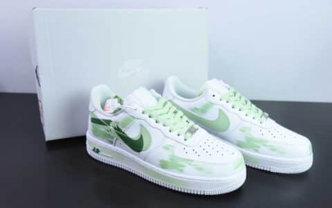 耐克Nike Air Force 1 Low 07 手绘断裂三钩阴影白绿空军一号低帮休闲板鞋纯原版本 货号：CW2288-111