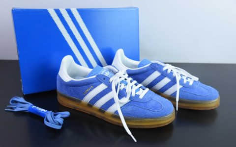 阿迪达斯Adidas Original Gazelle Indoor Trainers白蓝低帮复古百搭休闲运动德训风板鞋纯原版本 货号：HQ8717