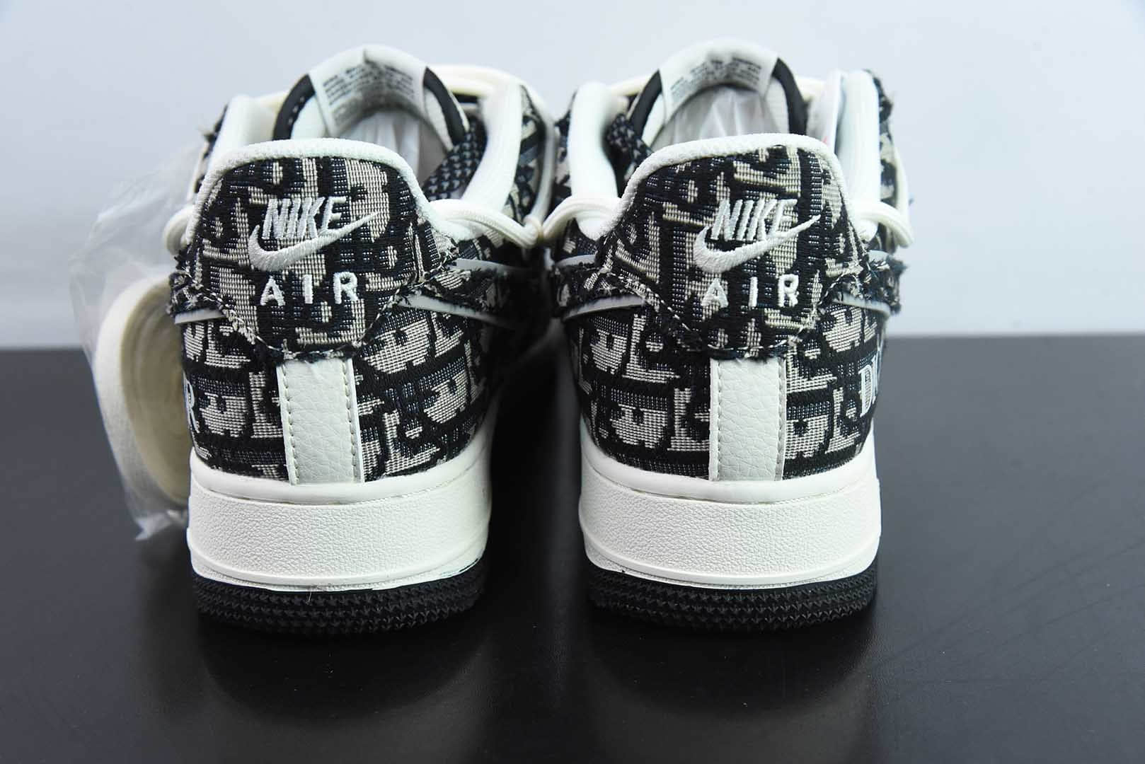 耐克Nike Air Force 1 AF1白黑迪奥印花定制版空军一号低帮休闲板鞋纯原版本 货号:SJ1198-106