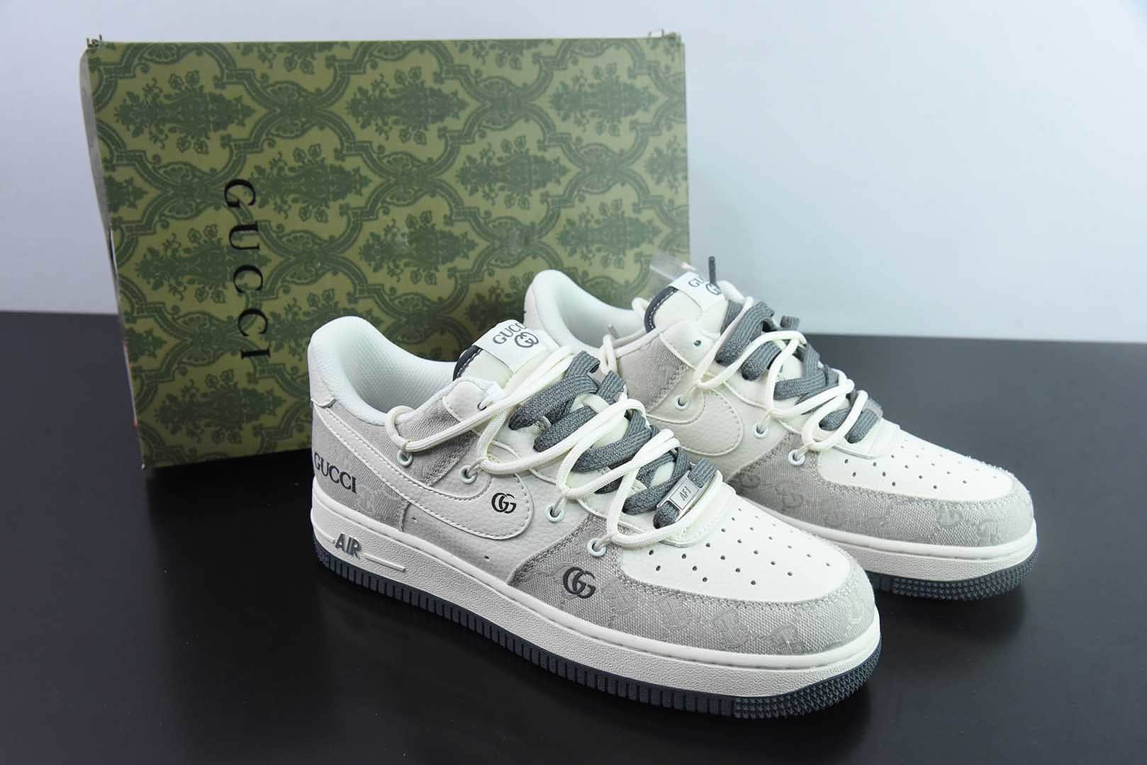 耐克Nike Air Force 1 Low 07 x GUCCI联名白灰绑带满天星空军一号低帮休闲板鞋纯原版本 货号：SJ1198-105