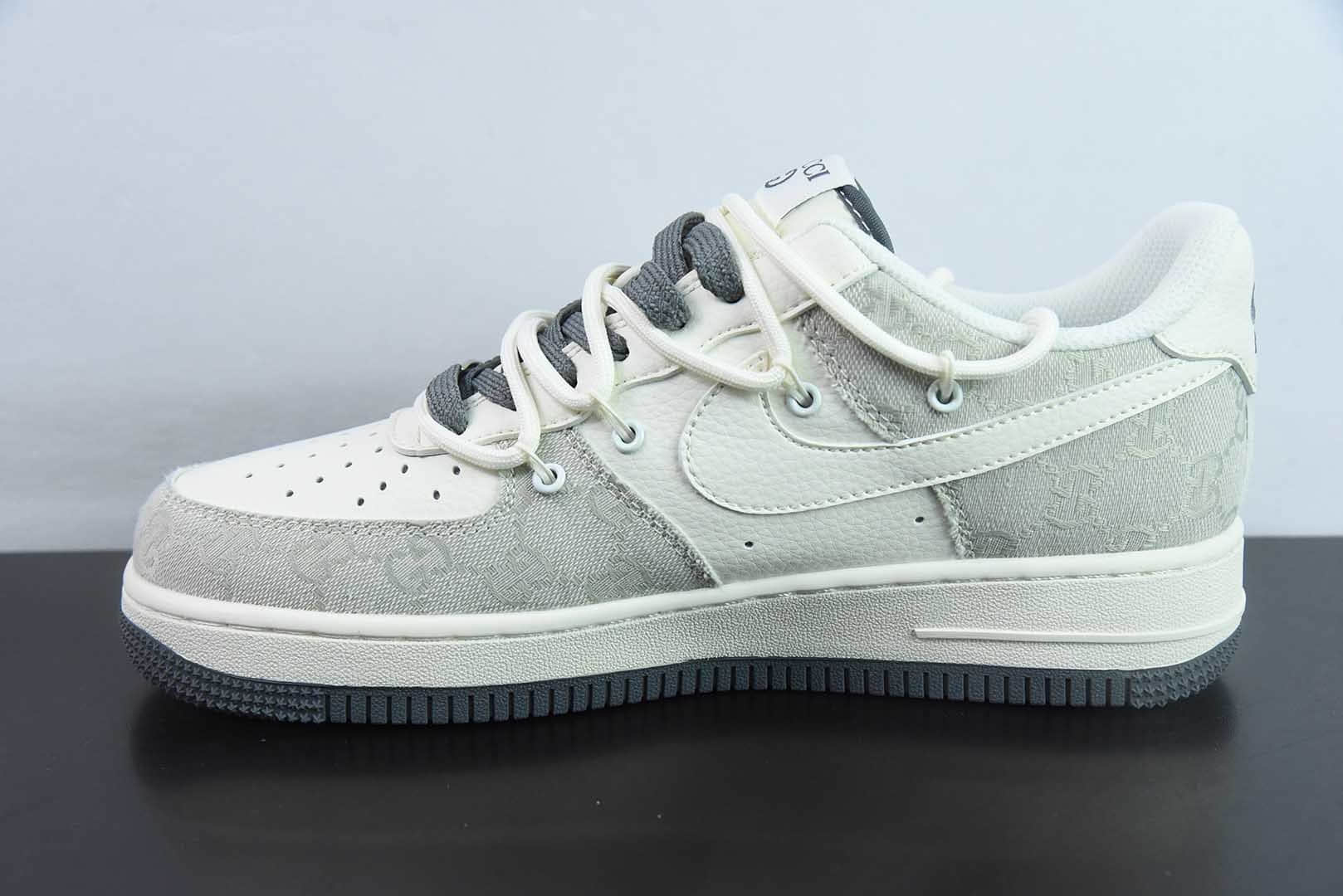 耐克Nike Air Force 1 Low 07 x GUCCI联名白灰绑带满天星空军一号低帮休闲板鞋纯原版本 货号：SJ1198-105