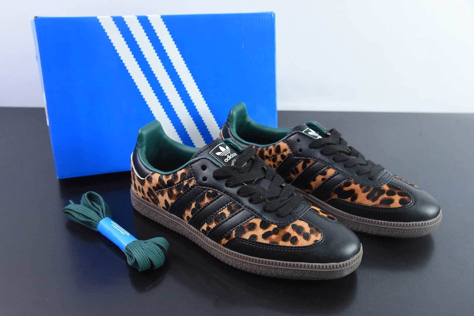 阿迪达斯Adidas WALES BONNER x AD Originals SambaLeopardPrint”2025新王炸阿迪豹纹黑绿德训桑巴鞋纯原版本 货号:JI2735