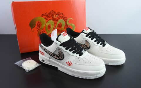 耐克NIke Air Force 1 '07 Low “Supreme联名蛇年限定蟒蛇纹双勾”空军一号低帮休闲板鞋纯原版本 货号：DM6688-026