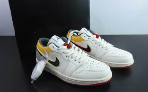 乔丹Air Jordan 1 Low AJ1乔1帆白灰黄鸳鸯勾低帮文化休闲运动板鞋纯原版本 货号：HV4511-133