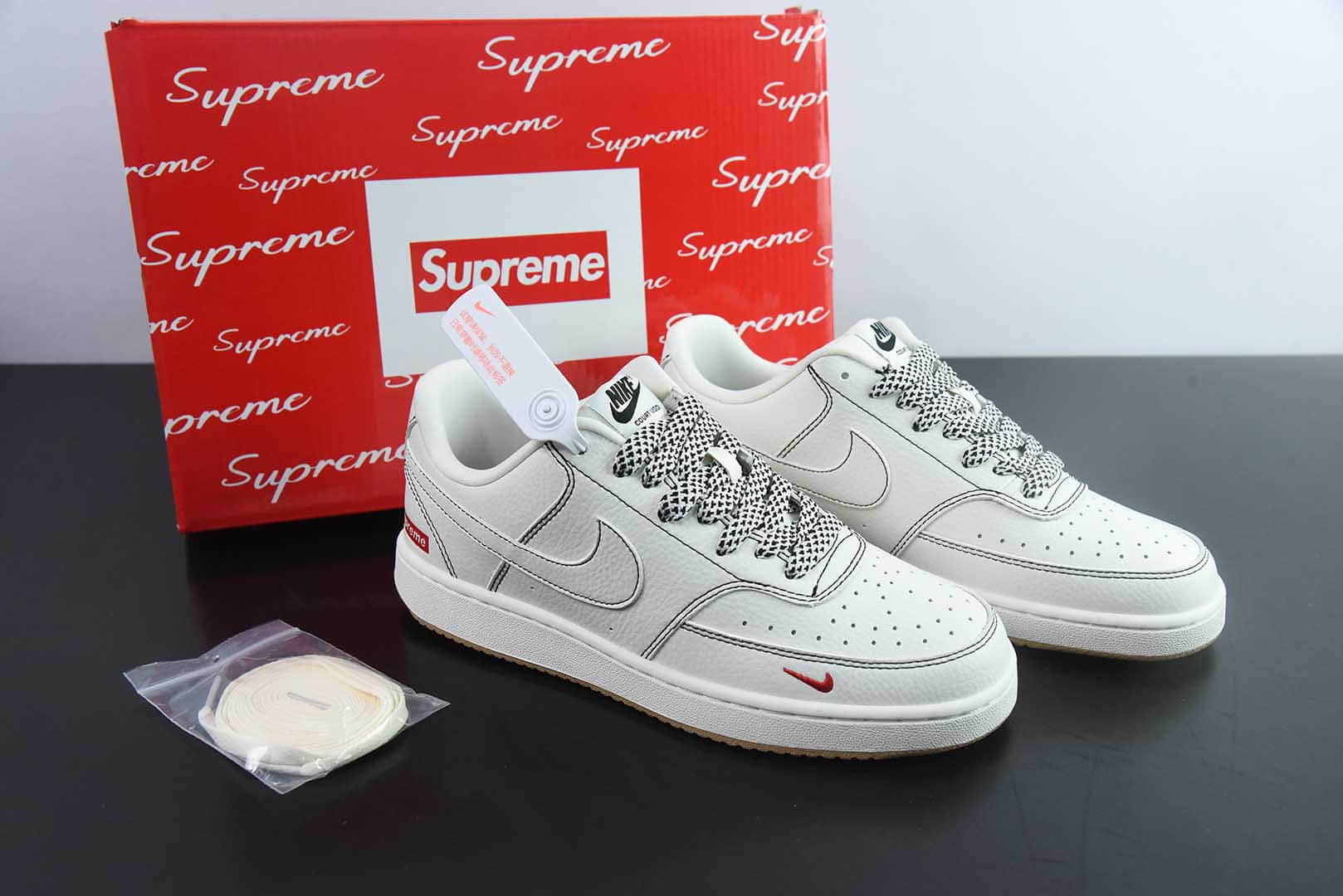 耐克Nike Air Force 1'07 Supreme联名米白印花小空军低帮休闲板鞋纯原版本 货号：CS5288-013