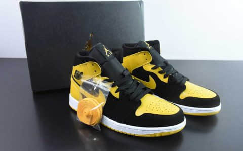 乔丹Jordan Air Jordan 1 Mid New Love AJ1黑黄中帮文化休闲板鞋纯原版本 货号：HJ6654-071