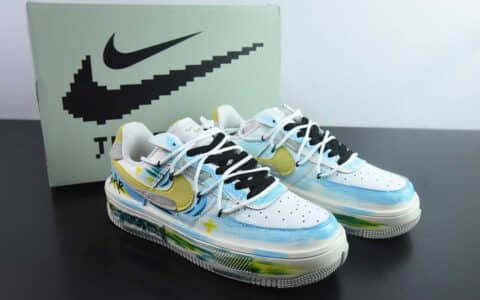 耐克Nike Air Force 1'07 Low Y B Stars 手绘涂鸦黄蓝星星绑绳空军一号低帮休闲板鞋纯原版本 货号：DV6984-011