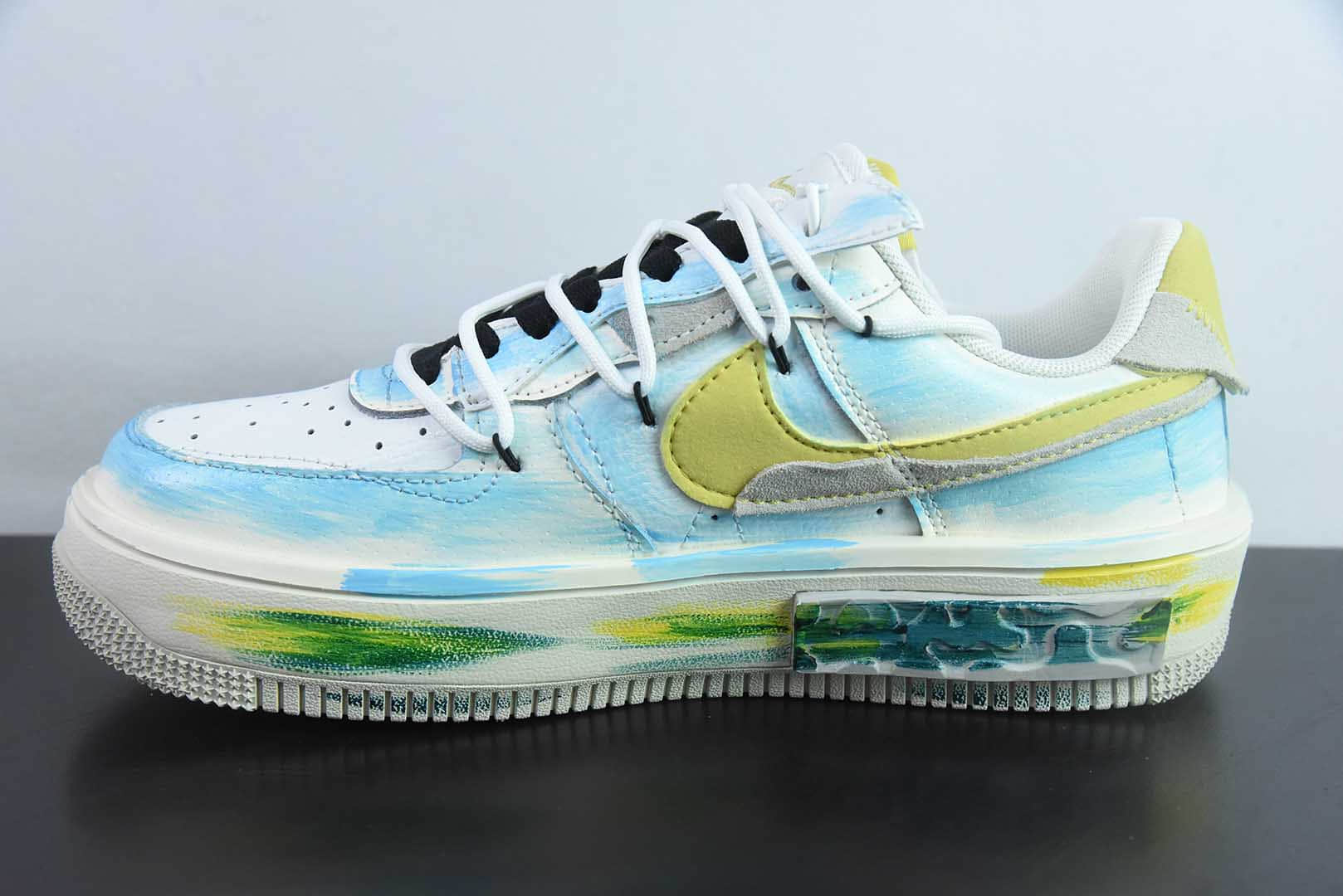 耐克Nike Air Force 1'07 Low Y B Stars 手绘涂鸦黄蓝星星绑绳空军一号低帮休闲板鞋纯原版本 货号：DV6984-011