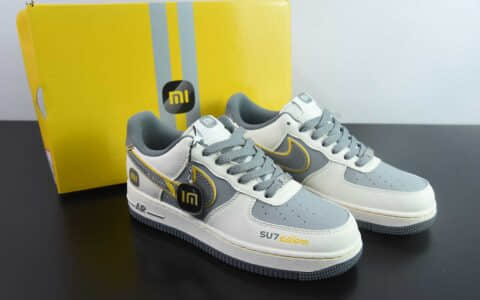 耐克Nike Air Force 1 AF1白灰黄小米SU7印花定制版空军一号低帮休闲板鞋纯原版本 货号：XX3168-201