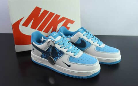 耐克Nike Air Force 1 AF1白蓝迪奥印花联名定制版空军一号低帮休闲板鞋纯原版本 货号：KK1988-088