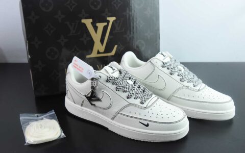 耐克Nike Court Vision 1 LOW LV联名米白双拼黑线空军一号低帮休闲板鞋纯原版本 货号：CS5288-016