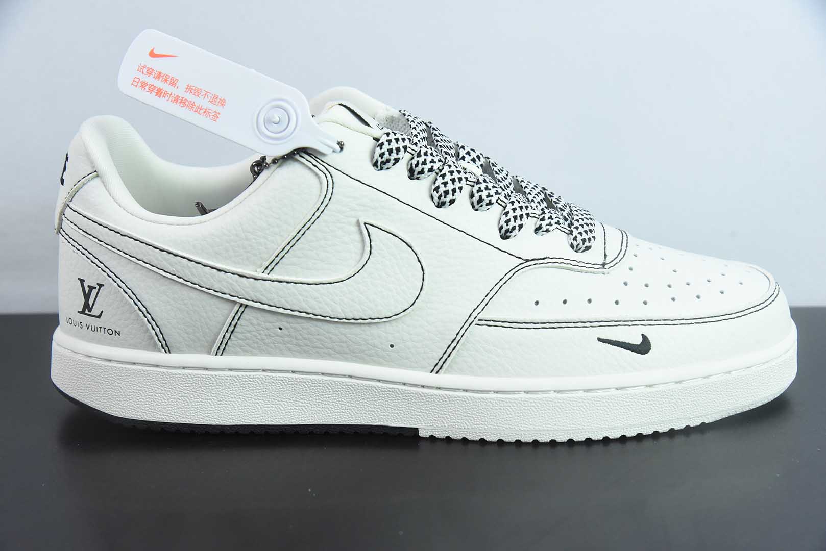 耐克Nike Court Vision 1 LOW LV联名米白双拼黑线空军一号低帮休闲板鞋纯原版本 货号：CS5288-016