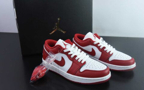 乔丹Air Jordan 1 Low AJ1乔1白红低帮复古休闲板鞋纯原版本 货号：553558-166