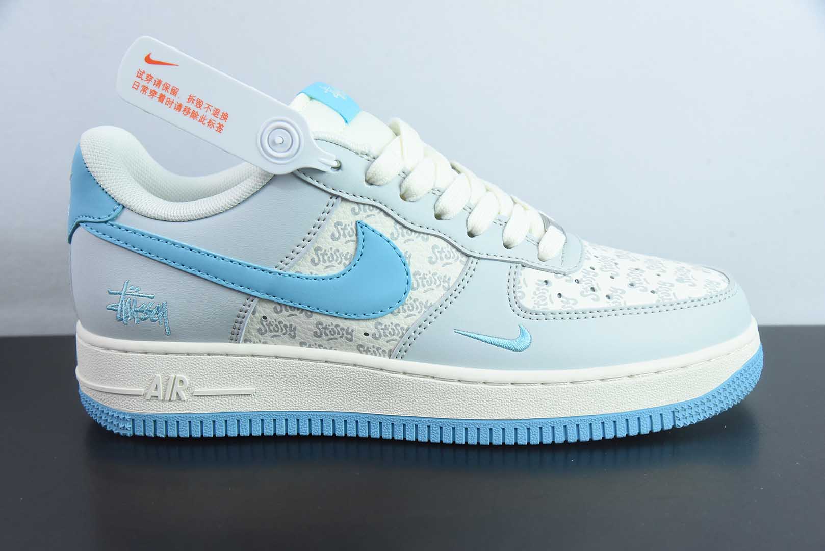 耐克Nike Air Force 1 '07 Low “斯图西联名荧光蓝印花”空军一号低帮休闲板鞋纯原版本 货号：JJ2508-717