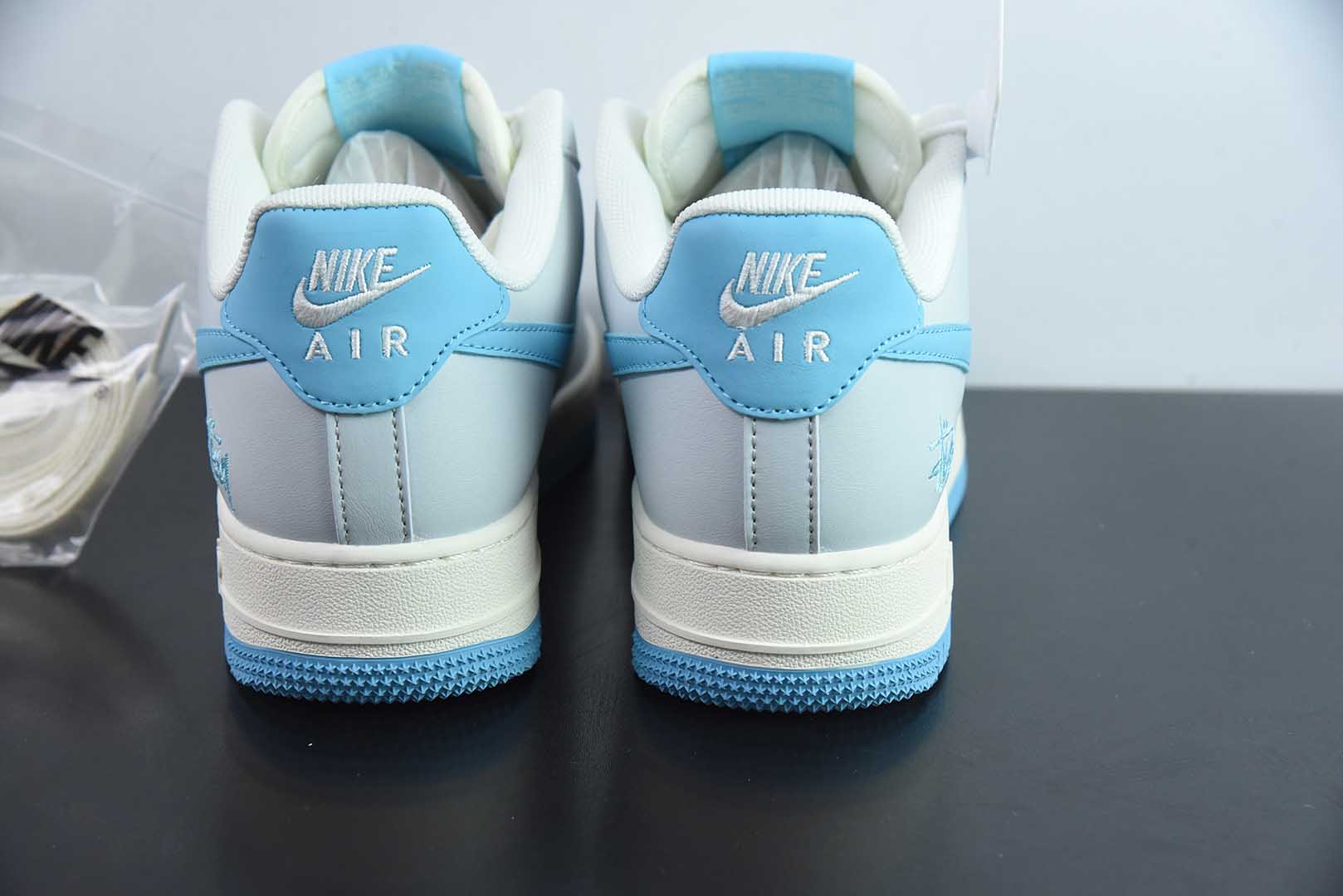耐克Nike Air Force 1 '07 Low “斯图西联名荧光蓝印花”空军一号低帮休闲板鞋纯原版本 货号：JJ2508-717