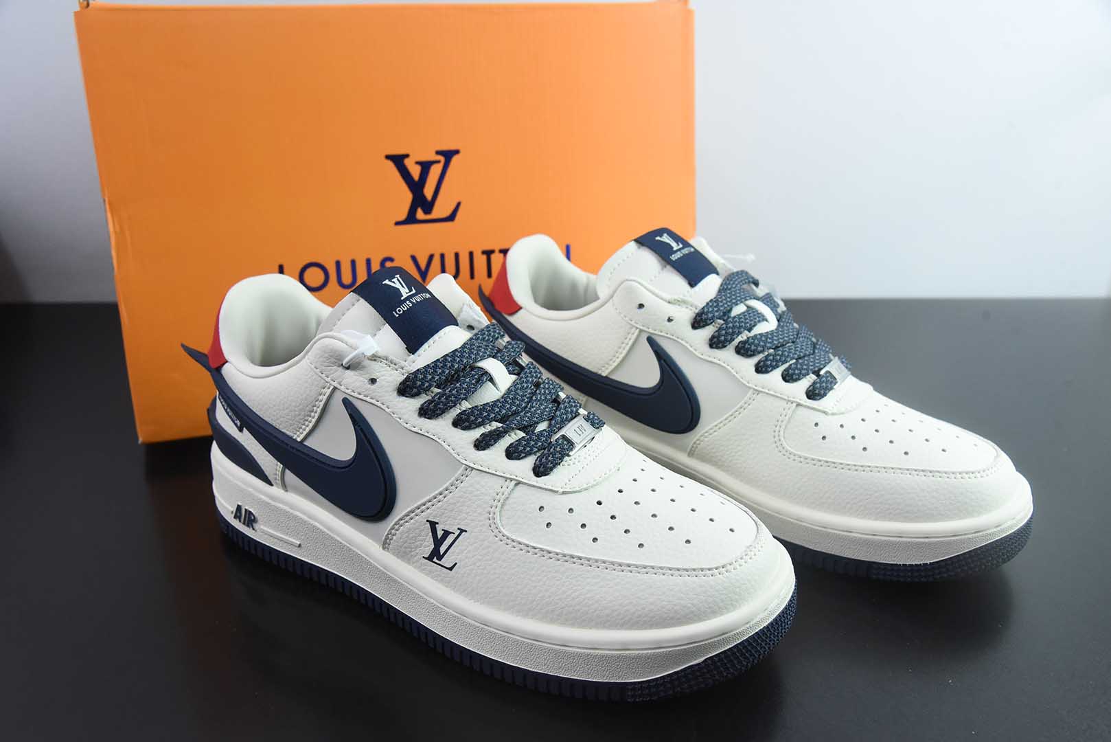 耐克Nike Air Force 1'07 Low LV联名深蓝大勾空军一号低帮休闲板鞋纯原版本 货号：XS3464-575