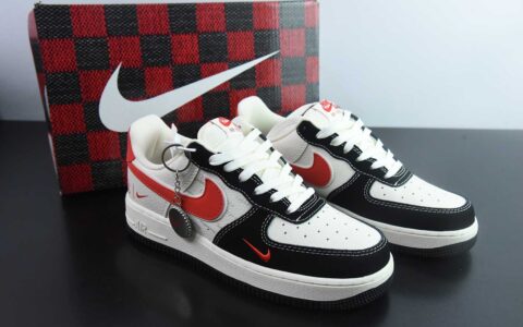 耐克Nike Air Force 1'07 Low Supreme联名黑红勾空军一号低帮休闲板鞋纯原版本 货号：KB1688-001